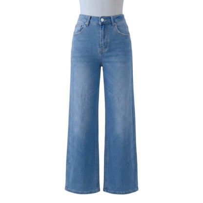 Effortless Light Blue Wide Leg Jeans for Women with High Waisted Relaxed Casual Style