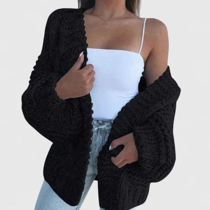Cozy Chunky Knit Sweater Cardigan for Women with Open Front Long Sleeve Oversized Style