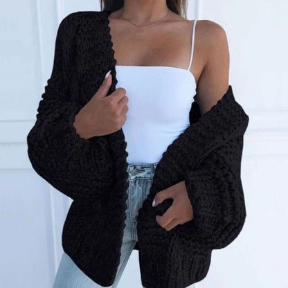 Cozy Chunky Knit Sweater Cardigan for Women with Open Front Long Sleeve Oversized Style