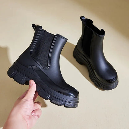 Mia | Women's Chunky Sole Slip-On Chelsea Ankle Boots