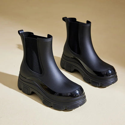 Mia | Women's Chunky Sole Slip-On Chelsea Ankle Boots