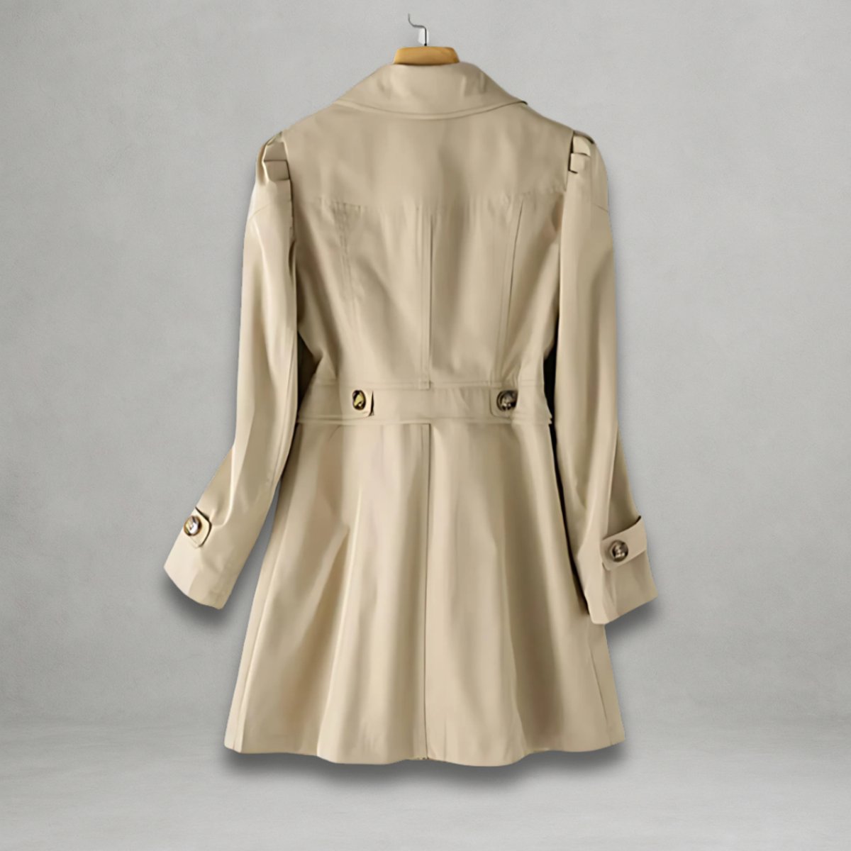 Elegant Trench Coat for Women with Notch Lapel Long Sleeve Belted Waist Longline Style
