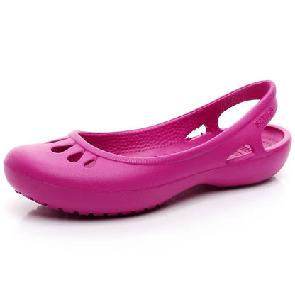 Comfortable Sandals for Women with Waterproof Jelly Flat Cut-Out Slide Design