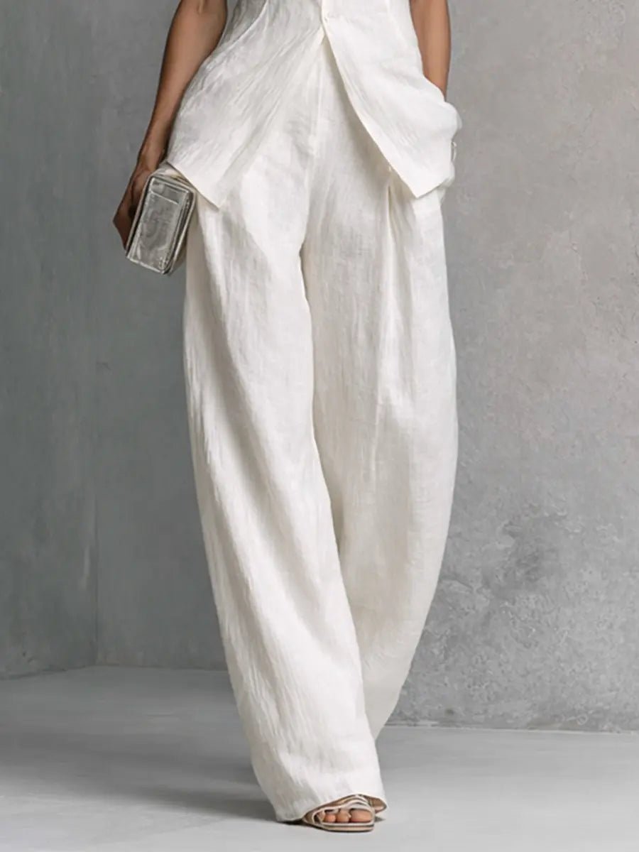 Elegant Wide Leg Jumpsuit for Women with High Neck Sleeveless Asymmetric Draped Formal Style