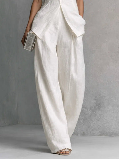 Elegant Wide Leg Jumpsuit for Women with High Neck Sleeveless Asymmetric Draped Formal Style