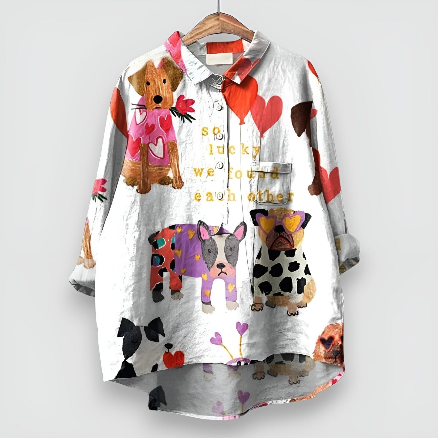 Effortless Printed Shirt for Women with Collared Neck Long Sleeve Button Front Relaxed Casual Style