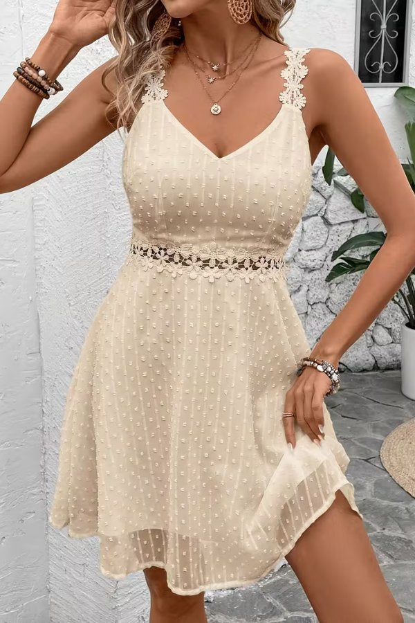 Elegant Mini Dress for Women with Floral Lace Waist Cocktail Party Style
