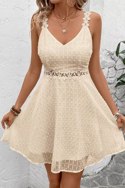 Elegant Mini Dress for Women with Floral Lace Waist Cocktail Party Style
