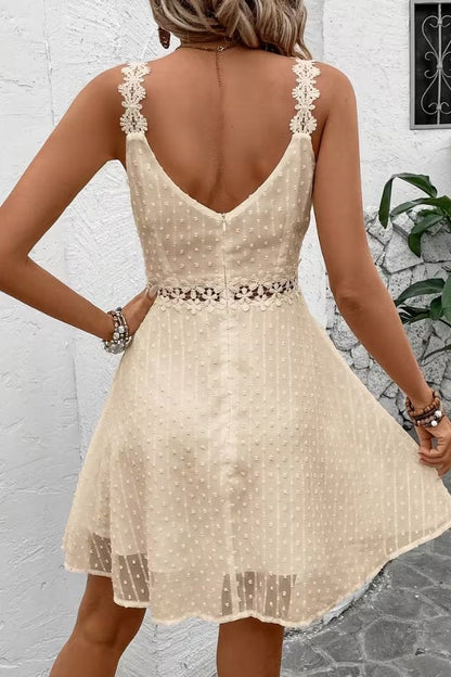Elegant Mini Dress for Women with Floral Lace Waist Cocktail Party Style