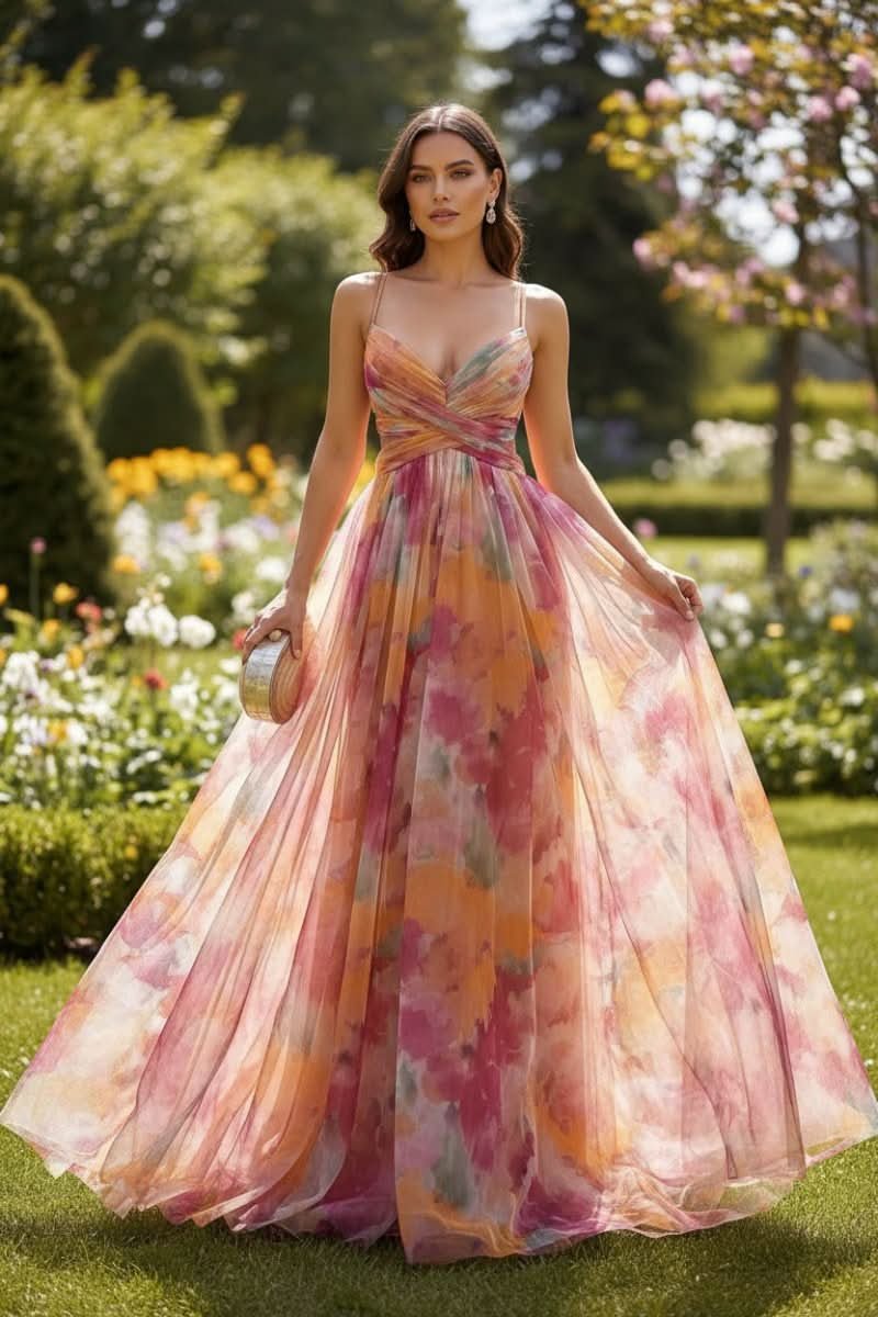 Elegant Floral Maxi Dress for Women with Sweetheart Neckline Formal Wedding Guest Style
