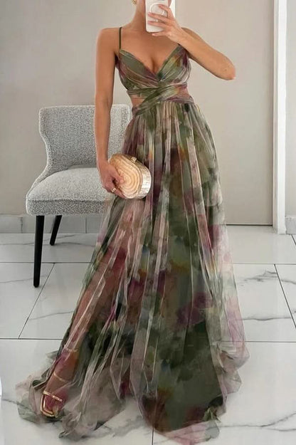 Elegant Floral Maxi Dress for Women with Sweetheart Neckline Formal Wedding Guest Style