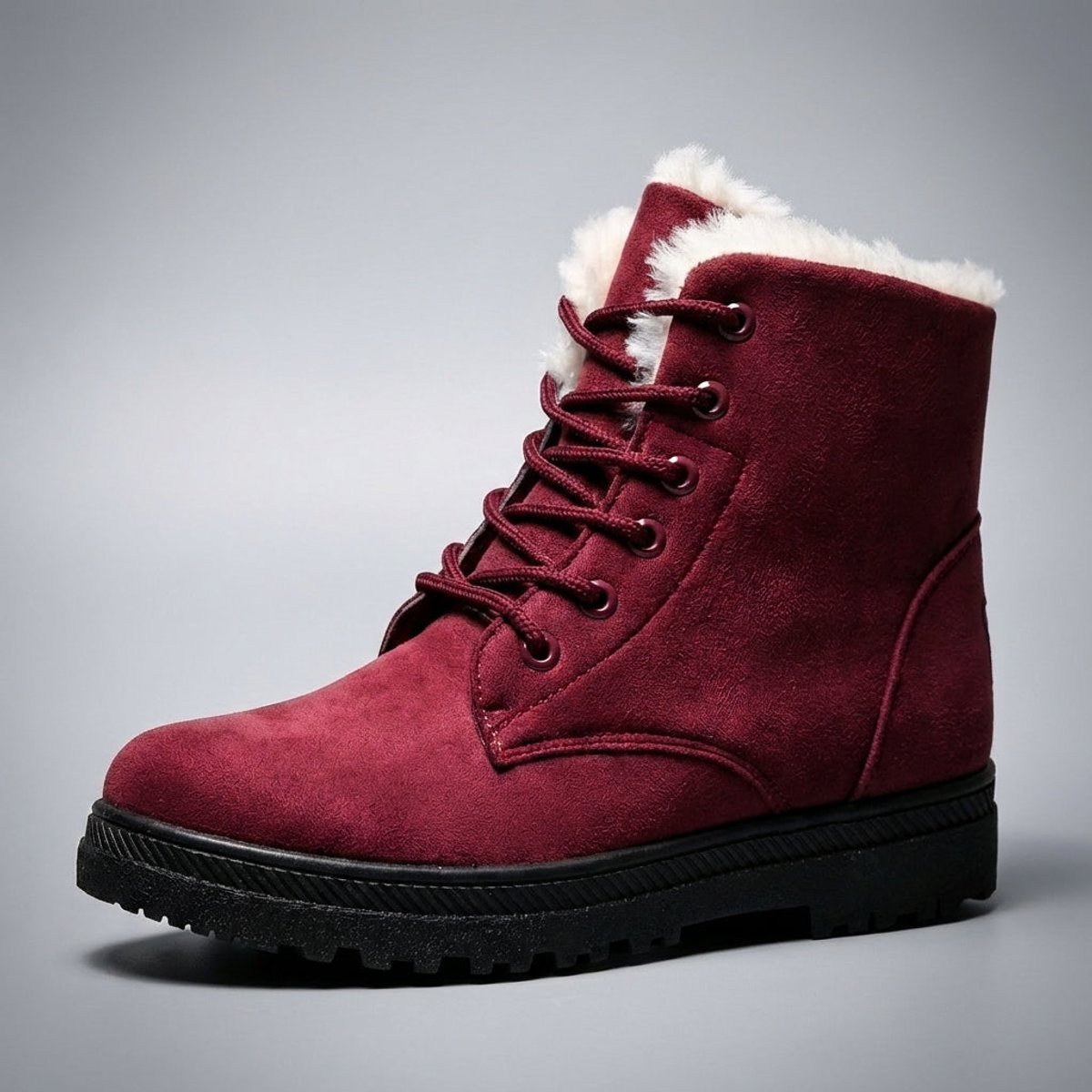 Cozy Fur Lined Snow Boots for Women with Lace Up Ankle Non Slip Winter Style