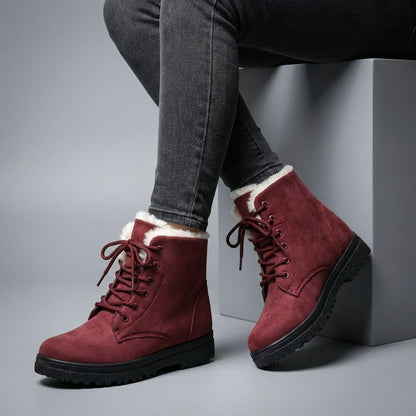 Cozy Fur Lined Snow Boots for Women with Lace Up Ankle Non Slip Winter Style