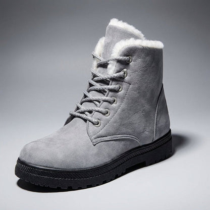 Cozy Fur Lined Snow Boots for Women with Lace Up Ankle Non Slip Winter Style