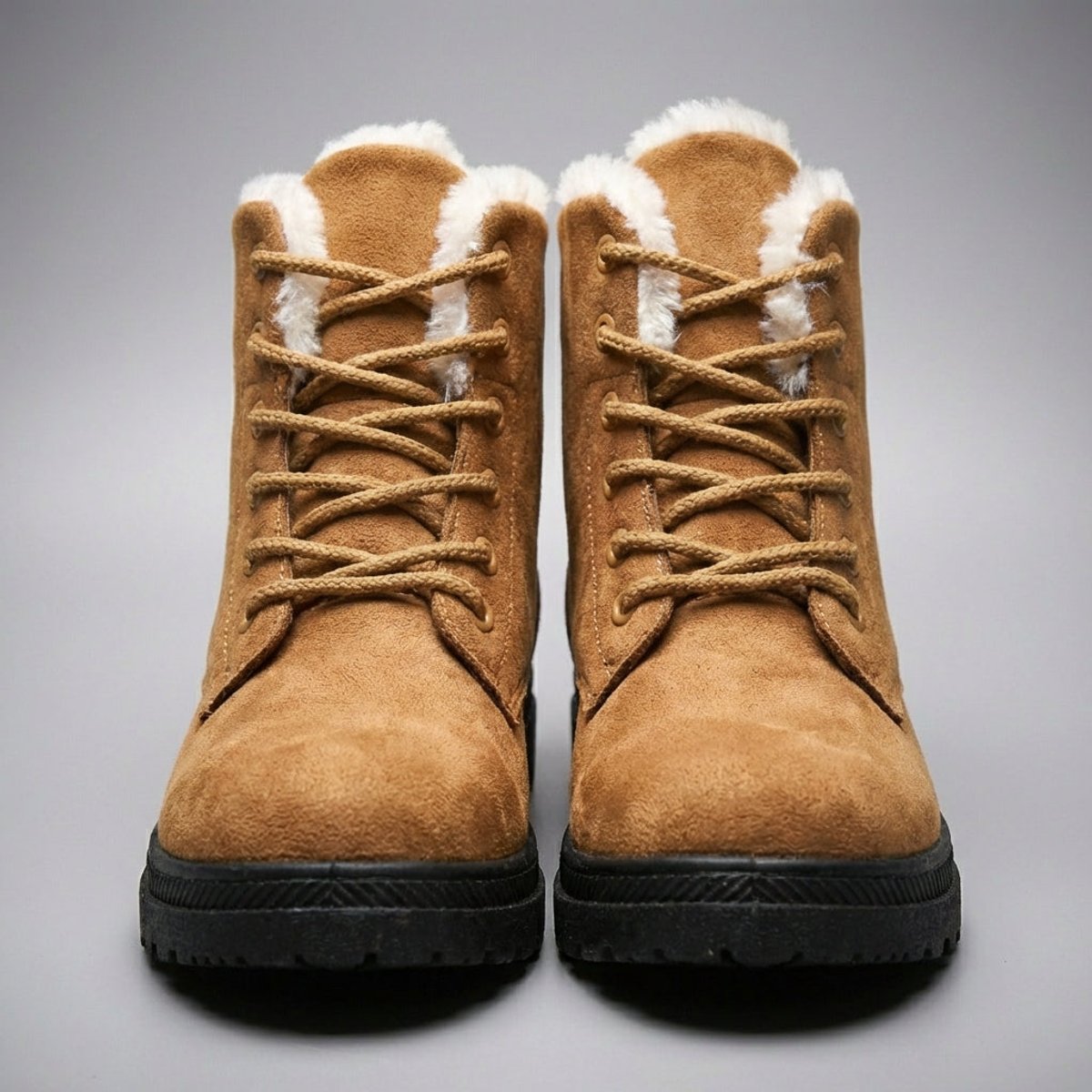 Cozy Fur Lined Snow Boots for Women with Lace Up Ankle Non Slip Winter Style