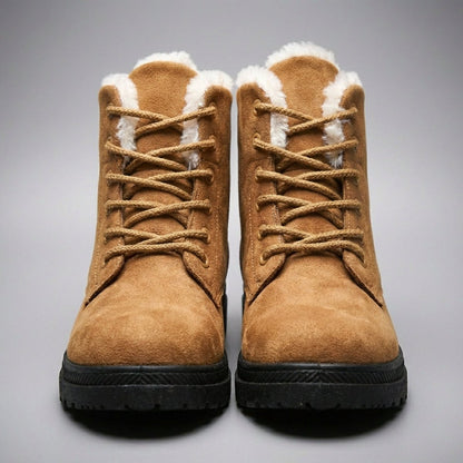 Cozy Fur Lined Snow Boots for Women with Lace Up Ankle Non Slip Winter Style