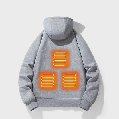 Comfortable Gray Zip Up Hoodie for Women with Hooded Long Sleeve Heated Kangaroo Pocket Relaxed Style