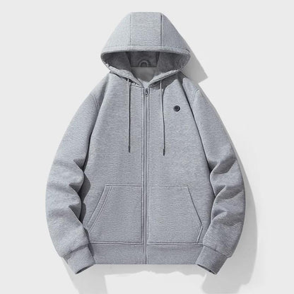Comfortable Gray Zip Up Hoodie for Women with Hooded Long Sleeve Heated Kangaroo Pocket Relaxed Style