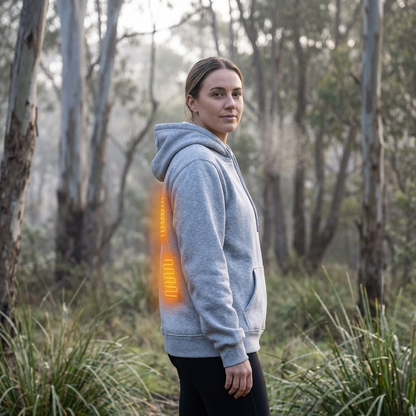Comfortable Gray Zip Up Hoodie for Women with Hooded Long Sleeve Heated Kangaroo Pocket Relaxed Style