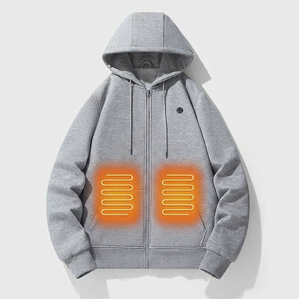 Comfortable Gray Zip Up Hoodie for Women with Hooded Long Sleeve Heated Kangaroo Pocket Relaxed Style