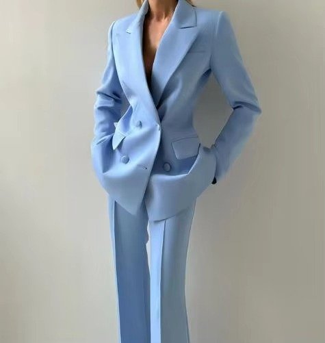 Elegant Tailored Suit for Women with Lapel Blazer Bustier Top Wide Leg Three Piece Style