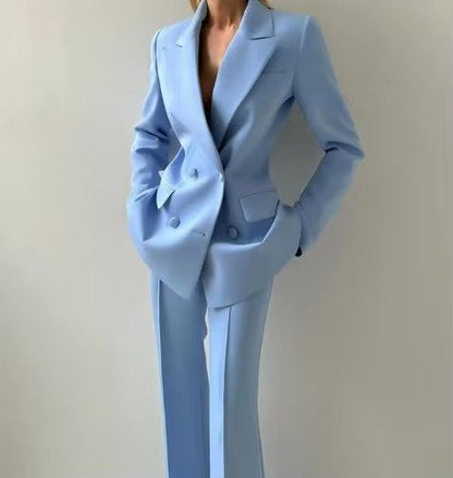 Elegant Tailored Suit for Women with Lapel Blazer Bustier Top Wide Leg Three Piece Style