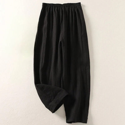 Effortless Linen Pants for Women with High Waist Tapered Ankle Length Casual Style