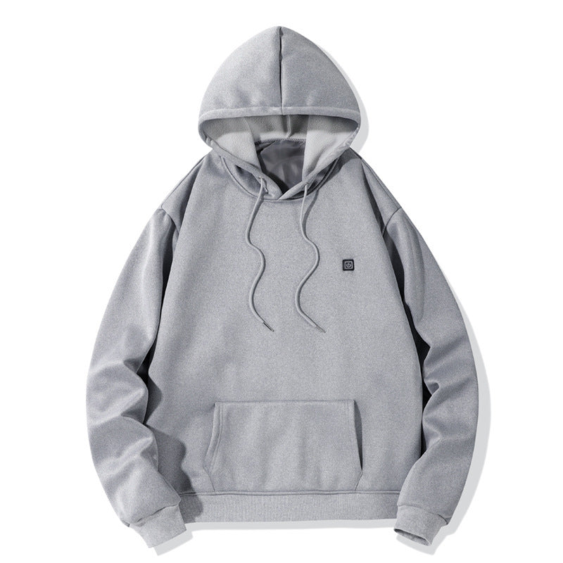 Comfortable Black Heated Hoodie for Women with Hooded Long Sleeve Kangaroo Pocket Relaxed Style
