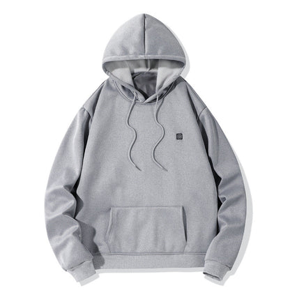 Comfortable Black Heated Hoodie for Women with Hooded Long Sleeve Kangaroo Pocket Relaxed Style