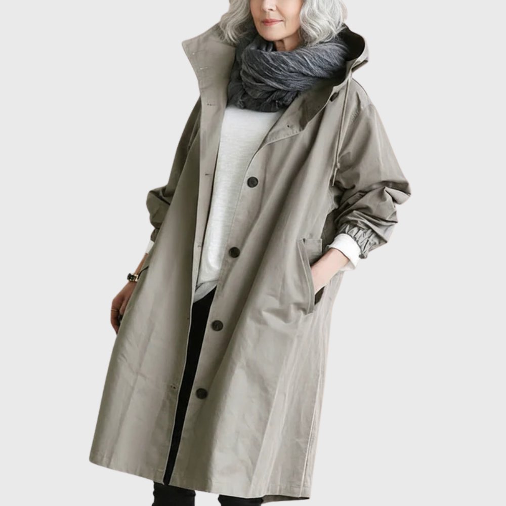 Stylish Trench Coat for Women with Waterproof Hooded Relaxed Fit
