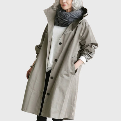 Stylish Trench Coat for Women with Waterproof Hooded Relaxed Fit