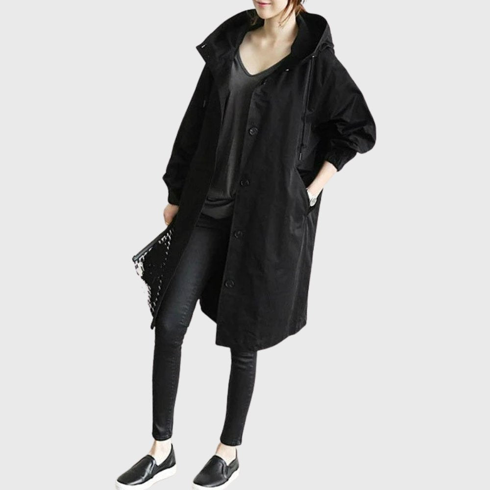 Stylish Trench Coat for Women with Waterproof Hooded Relaxed Fit