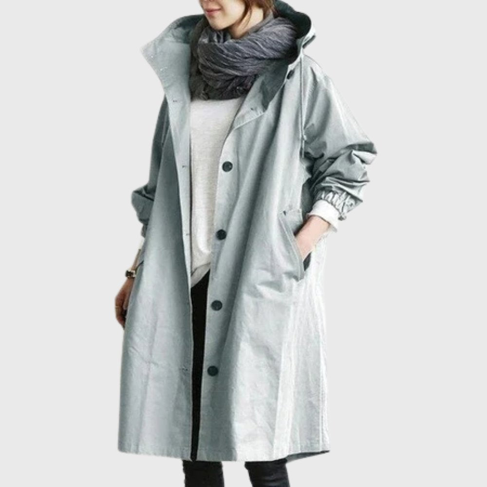 Stylish Trench Coat for Women with Waterproof Hooded Relaxed Fit