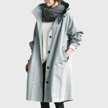 Stylish Trench Coat for Women with Waterproof Hooded Relaxed Fit