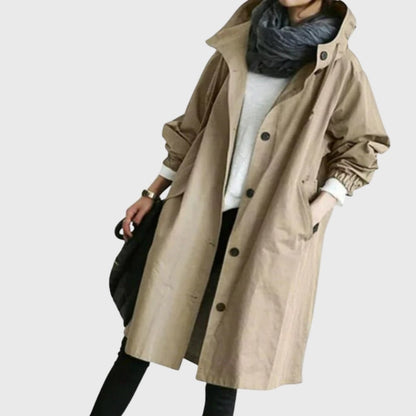 Stylish Trench Coat for Women with Waterproof Hooded Relaxed Fit