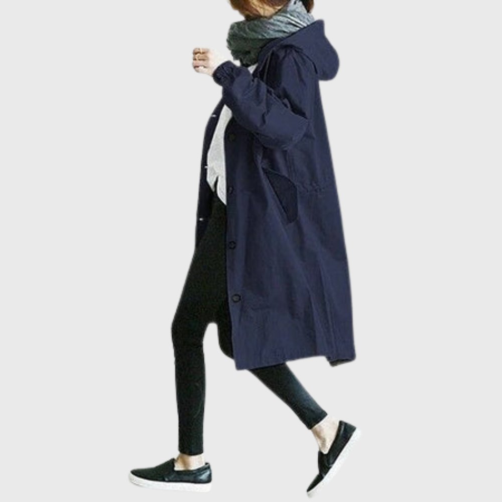 Stylish Trench Coat for Women with Waterproof Hooded Relaxed Fit