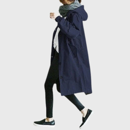 Stylish Trench Coat for Women with Waterproof Hooded Relaxed Fit
