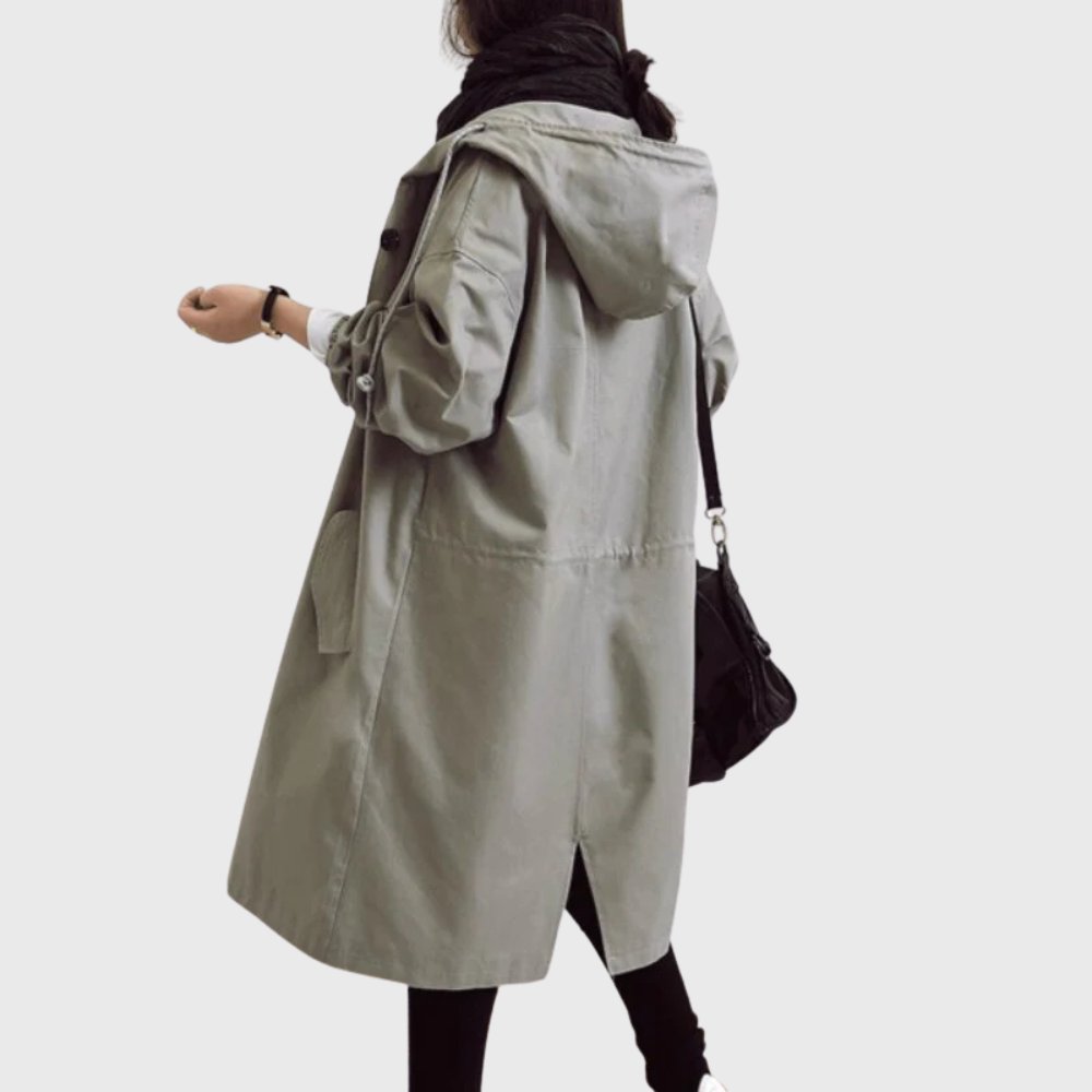 Stylish Trench Coat for Women with Waterproof Hooded Relaxed Fit
