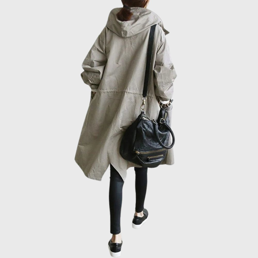 Stylish Trench Coat for Women with Waterproof Hooded Relaxed Fit