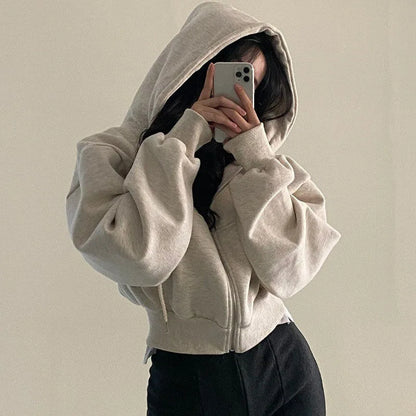 Comfortable Oversized Zip Up Hoodie for Women with Drawstring Hood Long Sleeve Relaxed Casual Style