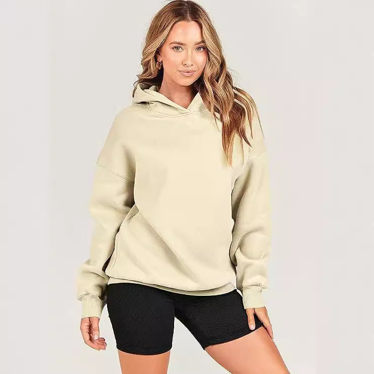 Comfortable Brown Oversized Hoodie for Women with Kangaroo Pocket Long Sleeve Relaxed Drawstring Style