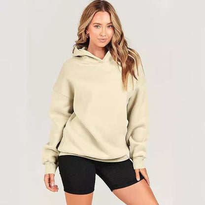 Comfortable Brown Oversized Hoodie for Women with Kangaroo Pocket Long Sleeve Relaxed Drawstring Style