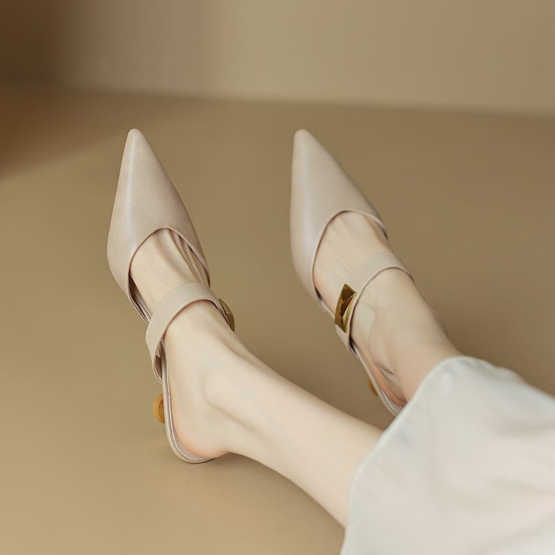 Elegant Heels for Women with Pointed Toe Slip On Mule Kitten Heel Work Style