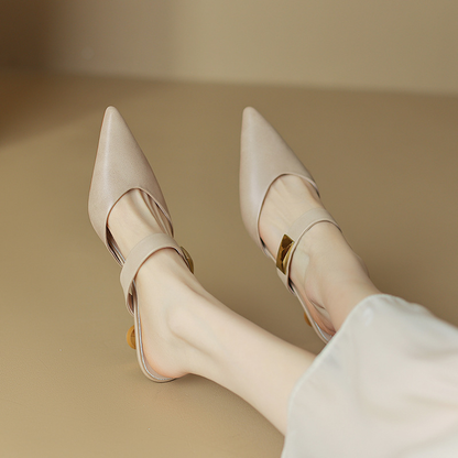 Elegant Heels for Women with Pointed Toe Slip On Mule Kitten Heel Work Style