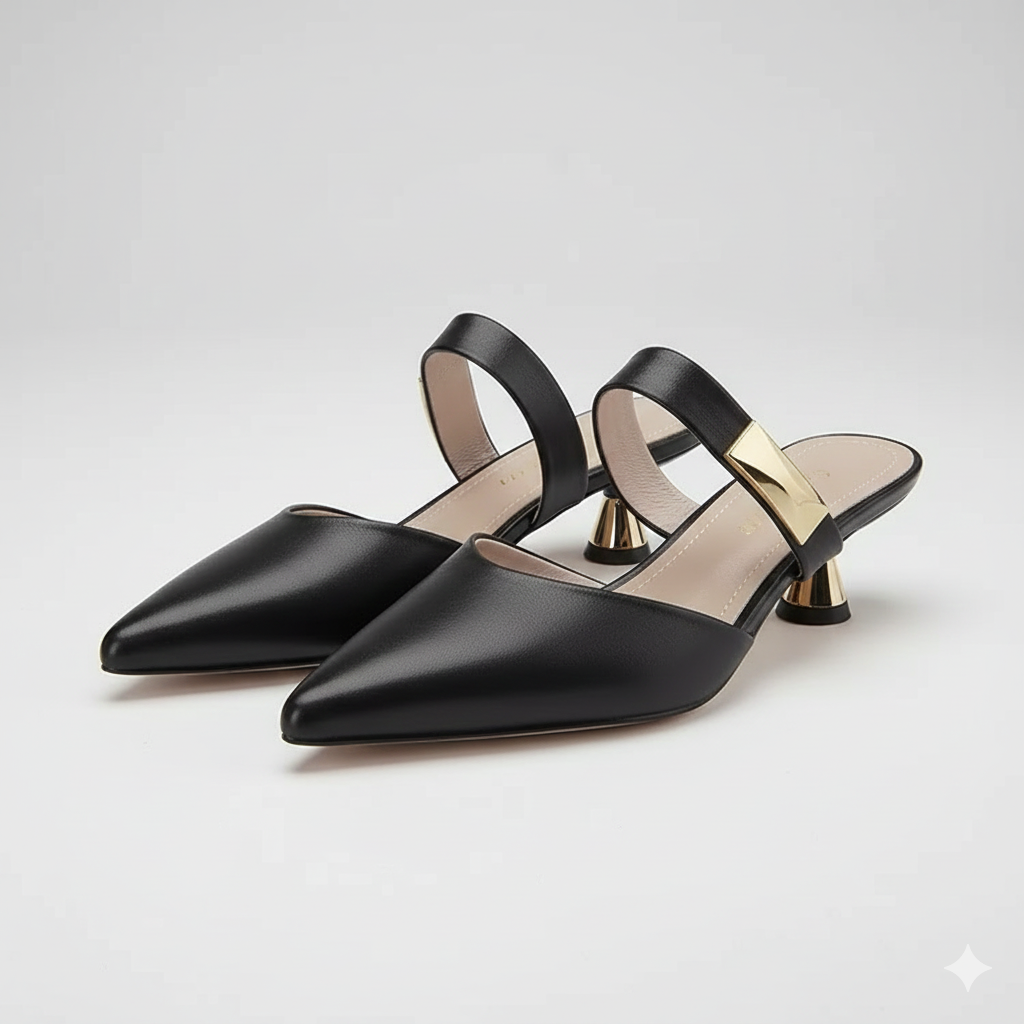 Elegant Heels for Women with Pointed Toe Slip On Mule Kitten Heel Work Style