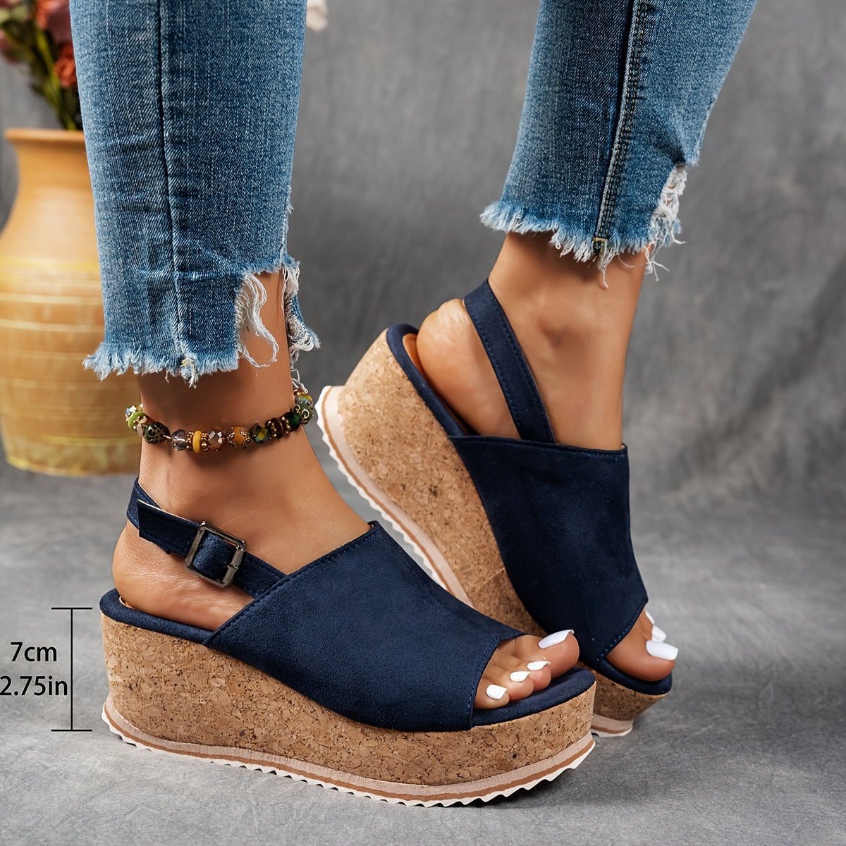 Comfortable Platform Sandals for Women with Leopard Print Buckle Strap Wedge Style