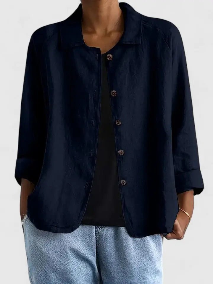 Effortless Linen Jacket for Women with Collared Neck Button Front Relaxed Casual Style