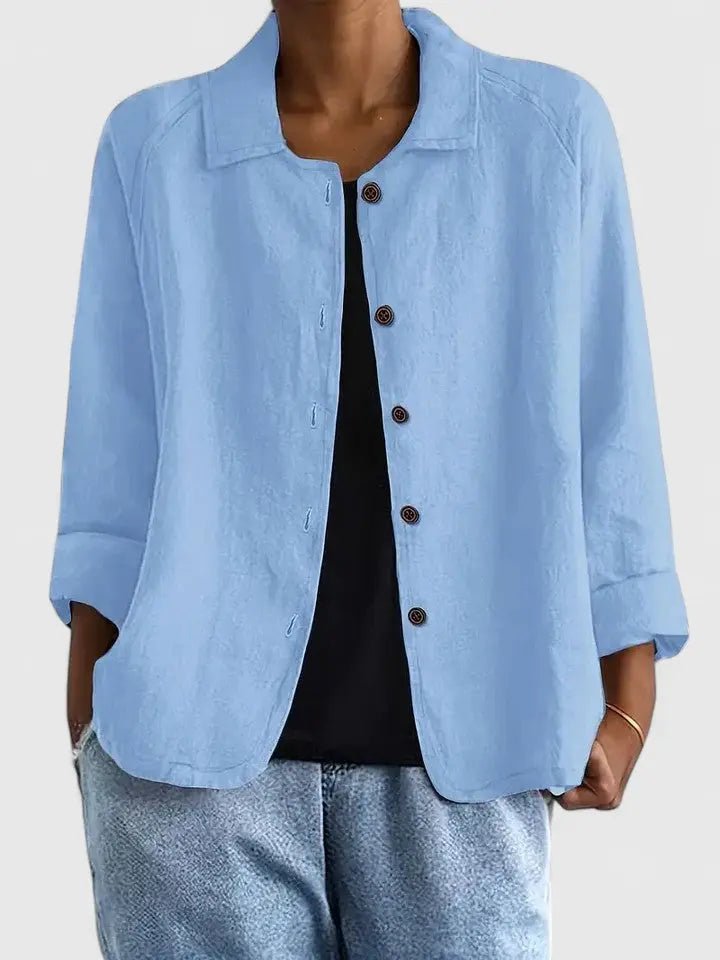Effortless Linen Jacket for Women with Collared Neck Button Front Relaxed Casual Style