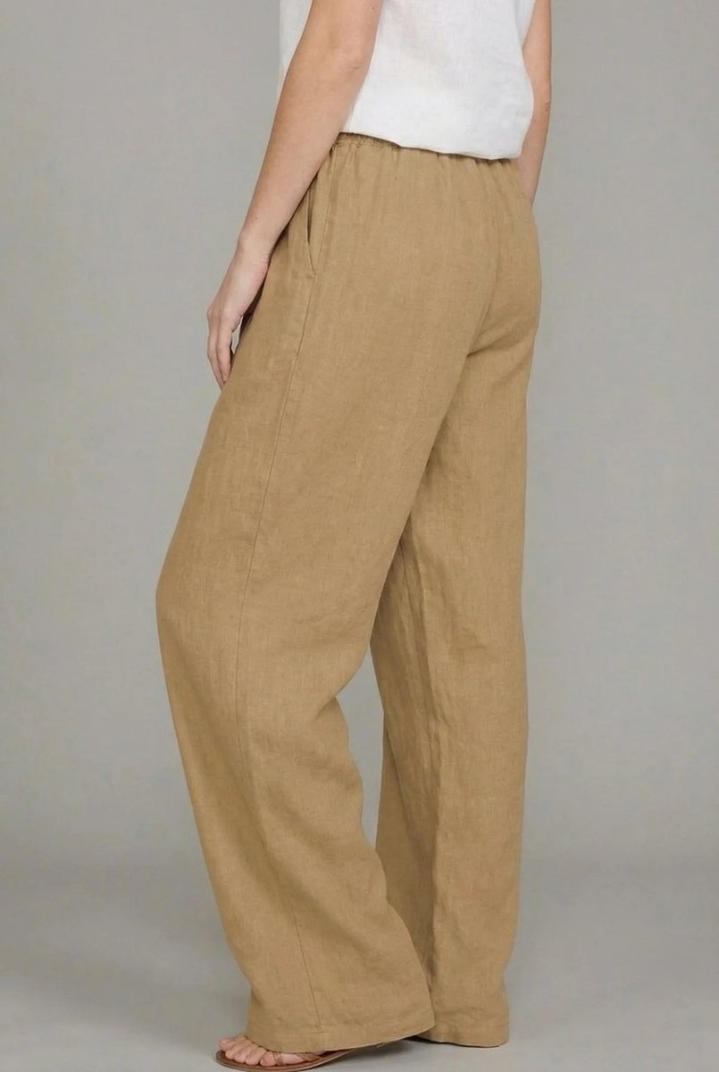 Effortless Linen Pants for Women with High Waist Drawstring Wide Leg Flowing Casual Style