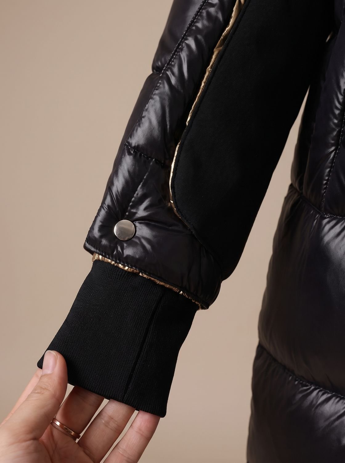 Cozy Black Longline Puffer Coat for Women with Hooded Collar Long Sleeve Glossy Zip Winter Style